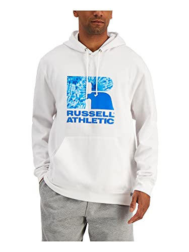 Russell Athletic Mens Santiago White Graphic Draw String Hoodie S